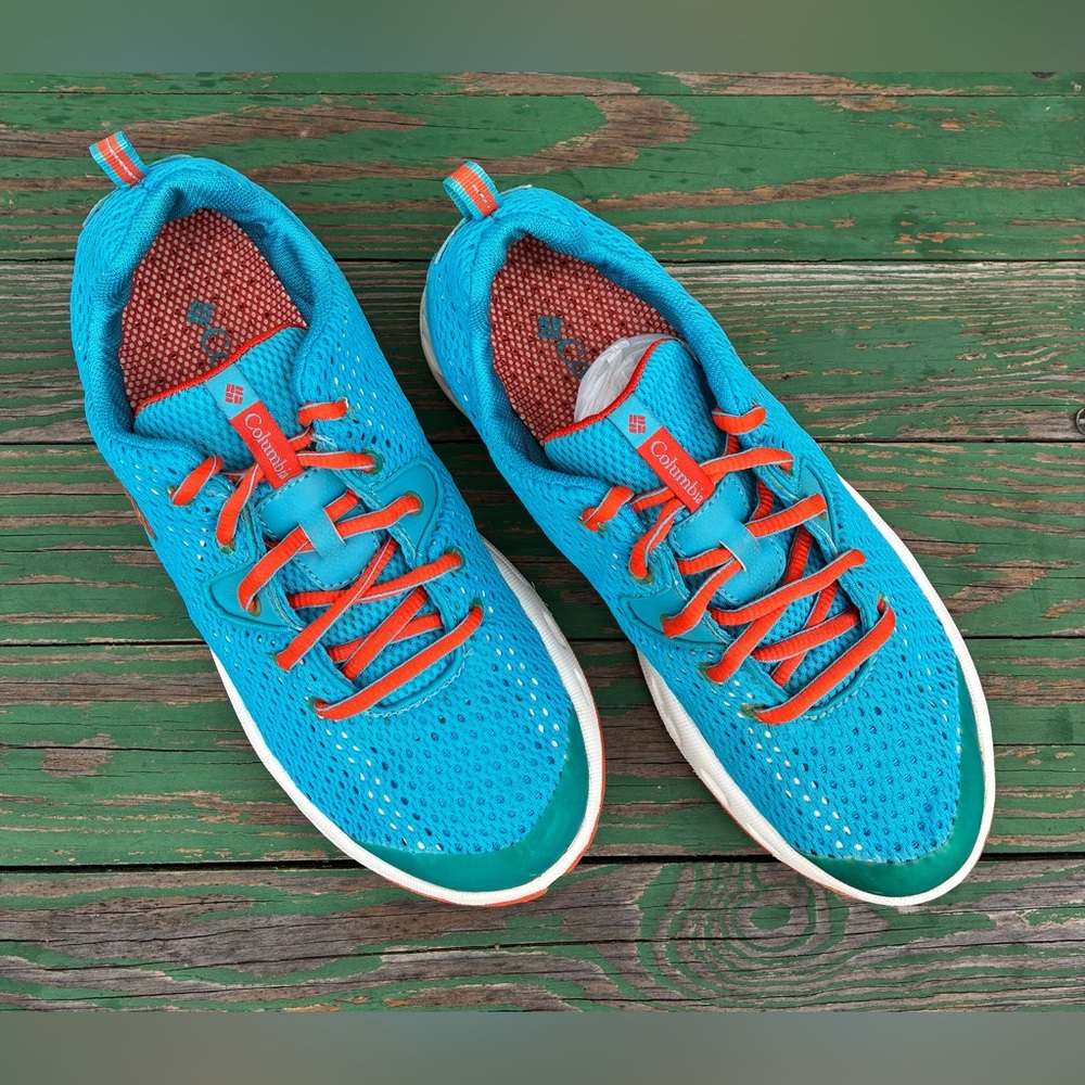 Columbia Womens 7.5 Drainmaker II Trail Water Sneakers Blue Orange Mesh Shoes - Picture 11 of 15
